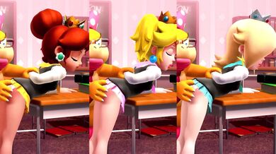 Sailor Daisy's Tight Pussy Gets Banged by Peach and Rosalina at School!