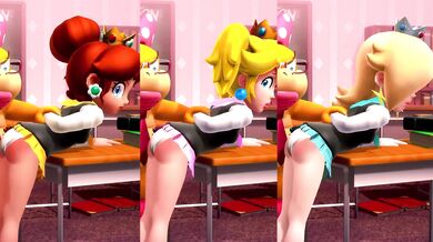 Sailor Daisy's Tight Pussy Gets Banged by Peach and Rosalina at School!