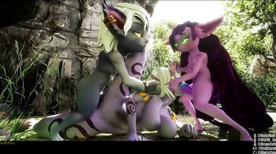 Lesbian Threesome with Double Penetration: Tristana, Soraka, and Lulu