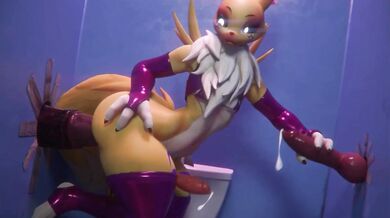 Renamon Gets Dirty In The Bathroom