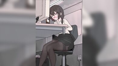 Horny Futanari Office Slut Oozes Juices All Over the Workplace