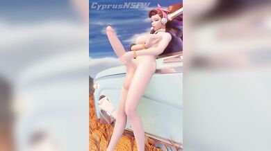 Futa D.va's Huge Cock Tugs and Shoots on Camera