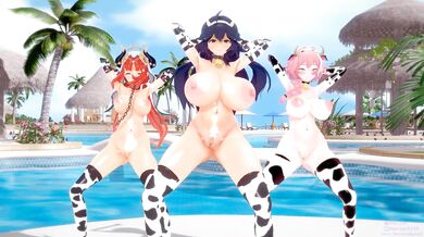 Horny Cowgirls Nila, Hexe and Astolfo's Spiritual Striptease!