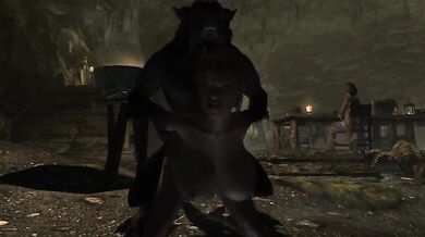 Andrea, the werewolf bitch with the massive tits and hunger for cock, gets fucked by a gang of horny warriors from Skyrim.