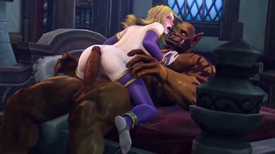 Jaina takes it from behind in reverse cowgirl by Garrosh's thick shaft.