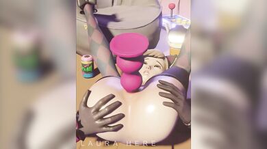 Fucking D.va's Tight Ass with a Big Black Butt Plug - Laura Gets it All in Her Love Hole