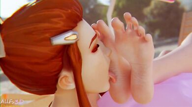 - Mercy's foot worship with Brigitte's tongue