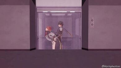 Chineeze slut Zhongli gets fucked by her young boss in a lift