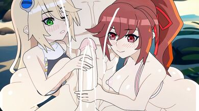 Big Boobies Bang at the Beach: Blazblue Amplected