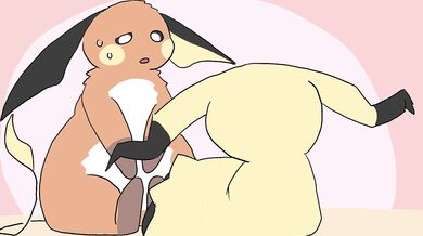 Fucking Mimikyu's Ass with Raichu's Big Dick
