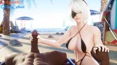 Bouncing Beach Balls with Sexy Android 2B (POV)