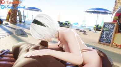 Bouncing Beach Balls with Sexy Android 2B (POV)