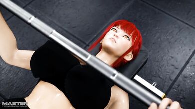 Makima's Sweaty Workout: Pumping Iron and Juicing Up