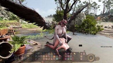 Caught in the act between a horny monster and a seductive sorceress.