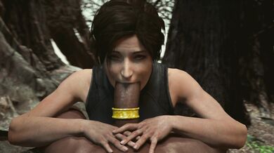 Tomb Raider Lara Croft Swallowing a Big Cock