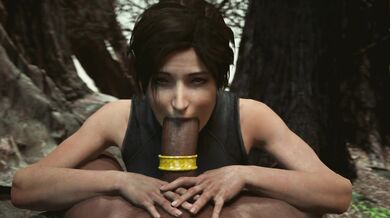 Tomb Raider Lara Croft Swallowing a Big Cock