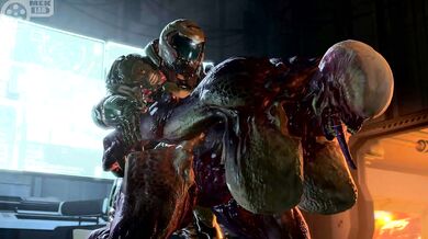 - Hell Knight ravaged by the DoomSlayer's sword