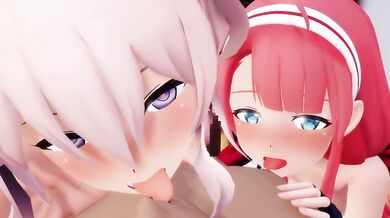 Kashima and Kawakaze's Tongue-Sucking Service [RindouMMD]