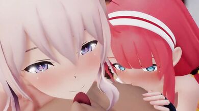 Kashima and Kawakaze's Tongue-Sucking Service [RindouMMD]