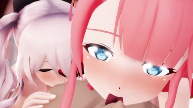 Kashima and Kawakaze's Tongue-Sucking Service [RindouMMD]