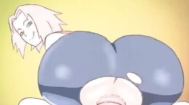 'Sakura's tight ass gets violently pounded by a massive cock'