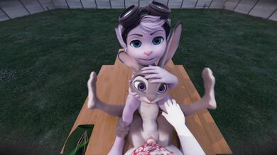 Judy and Ralsei Double Penetration with Rivet's Big Cock