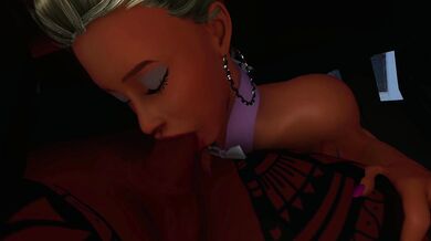 Horny slut fucks her stepbrother in the backseat of a sports car after a night out at the club.