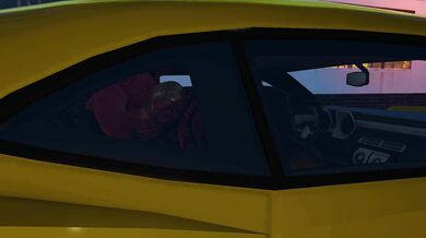 Horny slut fucks her stepbrother in the backseat of a sports car after a night out at the club.
