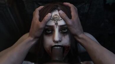 Daniela Dimitrescu Gets Her Throat Fucked by Akashima's Cock