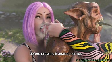 Sakura and Pregnant Hinata Suck and Fuck the Ugly Monster's Dick and Ass