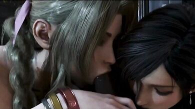 Three Ways with Aeris and Tifa Make Barrett's Day [Tehee3D]