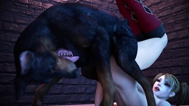 'Harley Quinn gets banged by a dog while dressed as Suicide Squad's Deadshot'