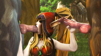'Busty Elven Maiden Using Her Feline Companion to Achieve Orgasmic Bliss'