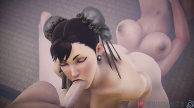 Lobster and Chun-Li share their lesbian love with a man in 'Chun-Li & Loba Threesome'