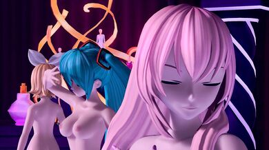 Nude Miku, Luka, and Rin's Sensual Striptease - The Lovely Trio's Erotic Routine
