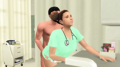 Big Black Cock Ramming a Fair-Skinned Naughty Nurse as the Significant Other Awaits in the Adjacent Chamber