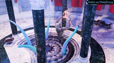 Lara Croft's Womb Invaded by Tentacles and Beastly Creature from the Outside World