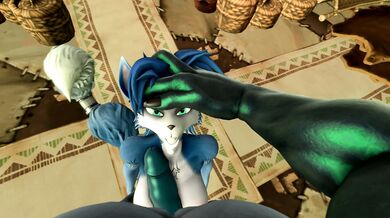 Krystal devours Lizard Man's creamy load