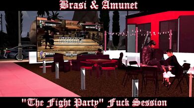 The horny lesbian couple Brasi and Amunet invite you to their wild Fight Party where they engage in a hot fuck session.