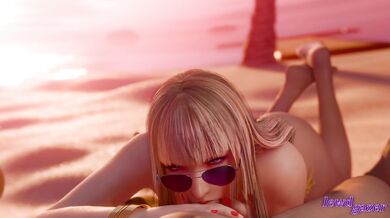Lili's 'White' Beach Gloryhole Pounding