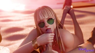 Lili's 'White' Beach Gloryhole Pounding