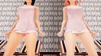 Sadistic Kitten Shuffle: Sakura and Sarada's MMD Pussy Fuck Fest