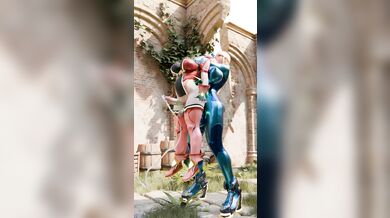 Space Bounty Hunter Samus Gets Rough with the Fire Emblem Princess Pyra in a Steamy Lesbian Encounter
