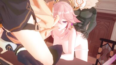 Rewritten as: "Yae and Miko's X-treme NTR adventure with Hilichurl"