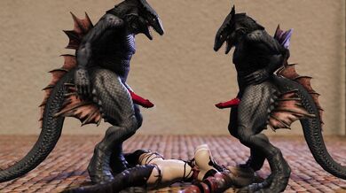 Lizardmen Gangbang Ivy with Double Penetration