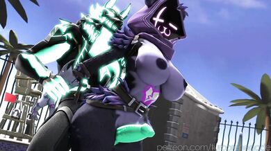 Cerberus and Raven Deepthroat Poolside in Hot Hentai Action!