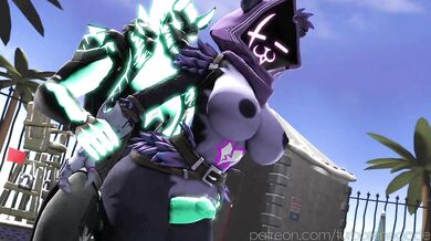 Cerberus and Raven Deepthroat Poolside in Hot Hentai Action!