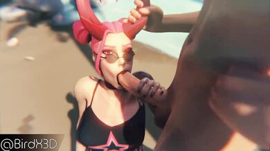 Wet and Wild Tongue Ride on the Beach with Surf Witch [Blowjob BirdX3D]