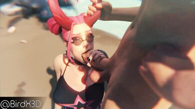 Wet and Wild Tongue Ride on the Beach with Surf Witch [Blowjob BirdX3D]