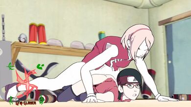 Sarada gets schooled by Sakura in this hot hentai vid!